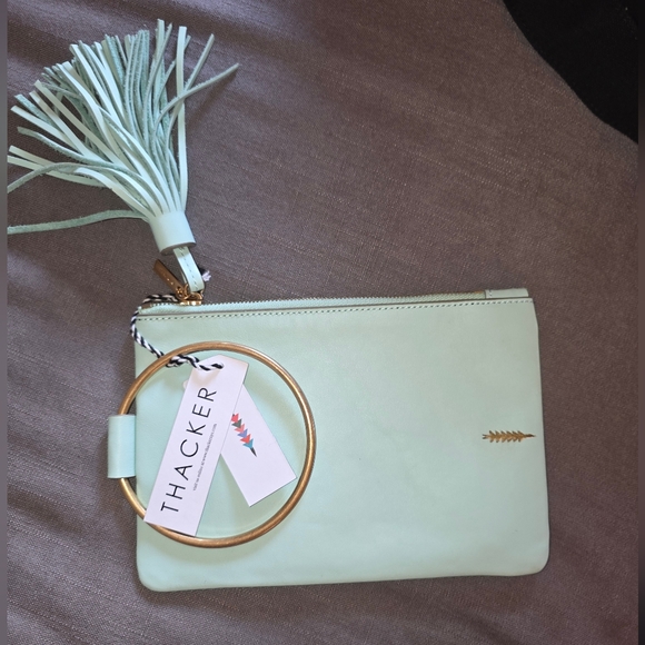 Thacker Handbags - THACKER NOLITA RING HANDLE LEATHER CLUTCH IN MINT